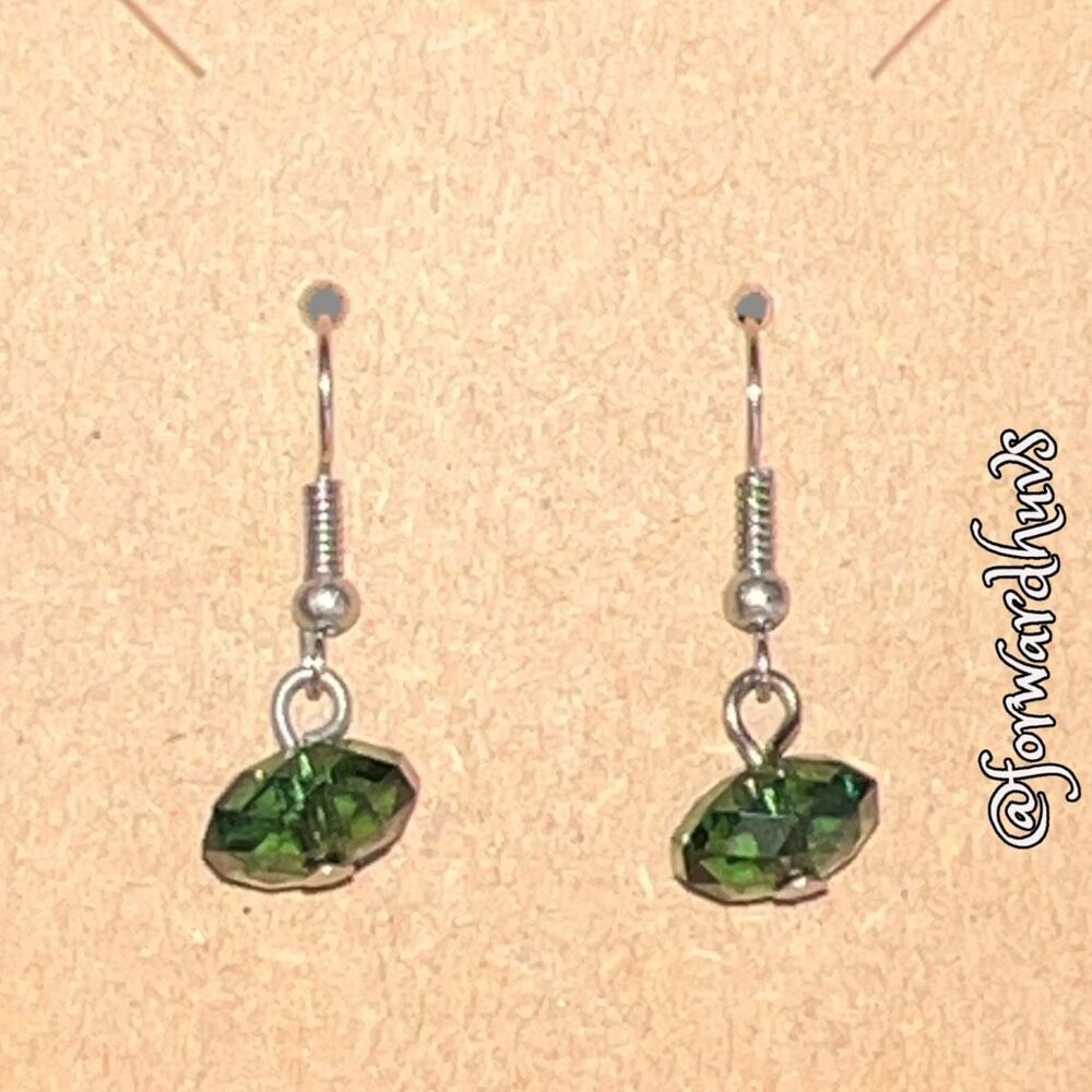 Green Faceted Dangle Earrings